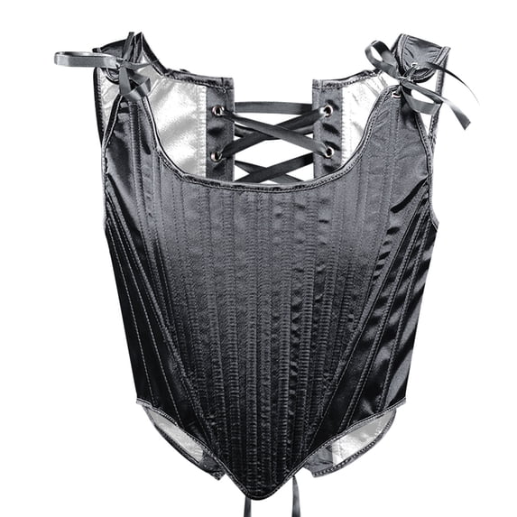 Sheghy Tank Top Women Lace-Up Solid Fishbone Court Vintage Corset Straps Tank Top Shapewear Black S