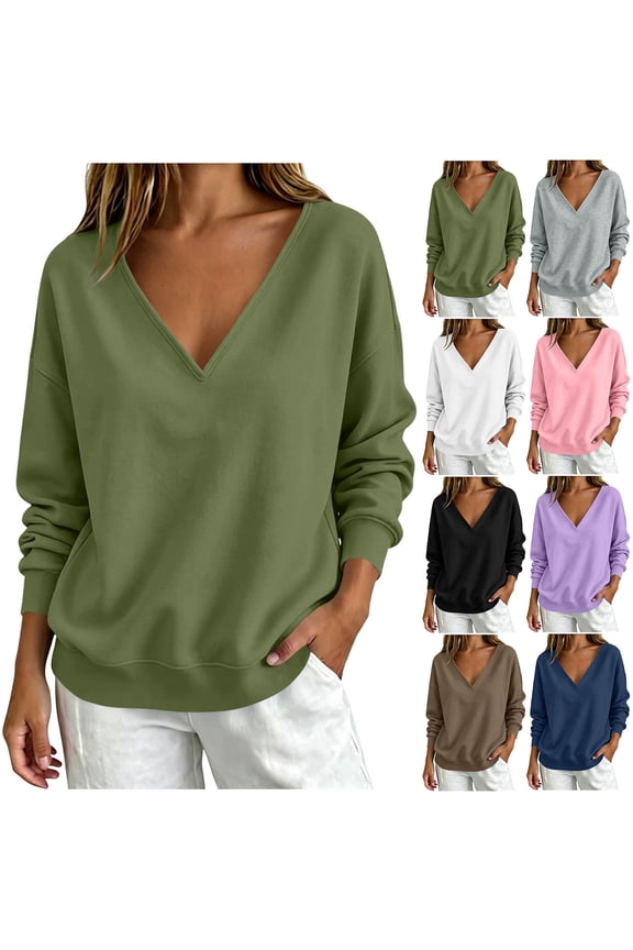 Tank Tops with Built In Bras V-Neck Pencil Split Hem Long Sleeve for Summer Loose Fit Tees Tops White L