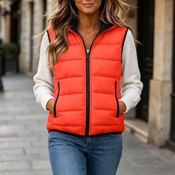 Sheghy Winter Vests for Women Mid Length Hooded Diamond Quilted Casual Puffer Vest