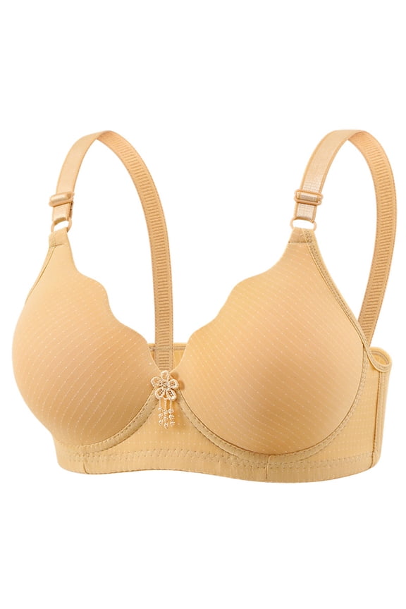 Women Bras Wireless Plus Size Women's D/DD Cup Wire-Free Push-Up Bra - Breathable Comfortable Everyday Lace underwear,Beige XXL