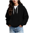 thumbnail image 1 of Sheghy Women Curvy Waffle Knit Long Sleeve Winter Hoodie with Pockets Weekend Outing Black L, 1 of 8