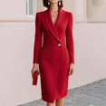thumbnail image 1 of Sheghy Women Fall Collared Long Sleeve Knee Length Dress Single Button Waist, 1 of 5