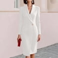thumbnail image 1 of Sheghy Women Fall Collared Long Sleeve Knee Length Dress Single Button Waist, 1 of 5