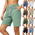 thumbnail image 1 of Sheghy Women Shorts Cotton Women Knit Elastic Waist Drawstring Casual Shorts with Side Storage Pockets Black S, 1 of 6