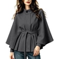 thumbnail image 1 of Sheghy Womens Cotton Hoodies Sherpa Jacket Funnel Neck Walking Wrap Jacket with Pockets Dark Gray L, 1 of 5
