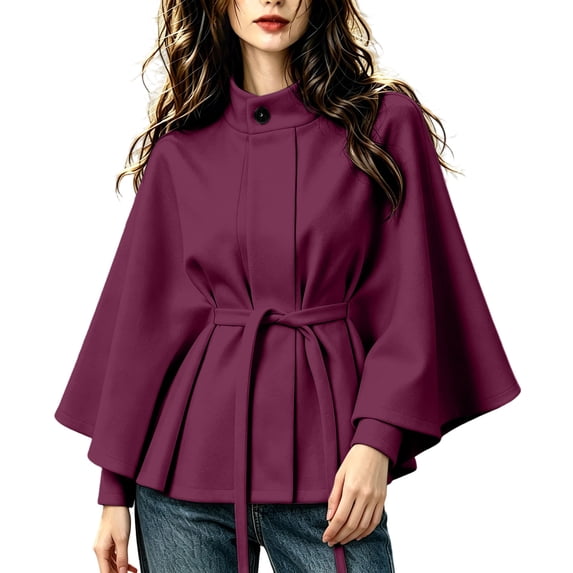 Sheghy Womens Cotton Hoodies Sherpa Jacket Funnel Neck Walking Wrap Jacket with Pockets Purple XL