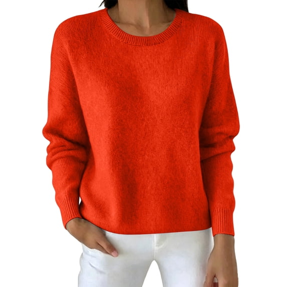 Sheghy Womens Cotton Hoodies Sweatshirts Winter Straight Pullover Crew Neck Long Sleeve Solid Red XL