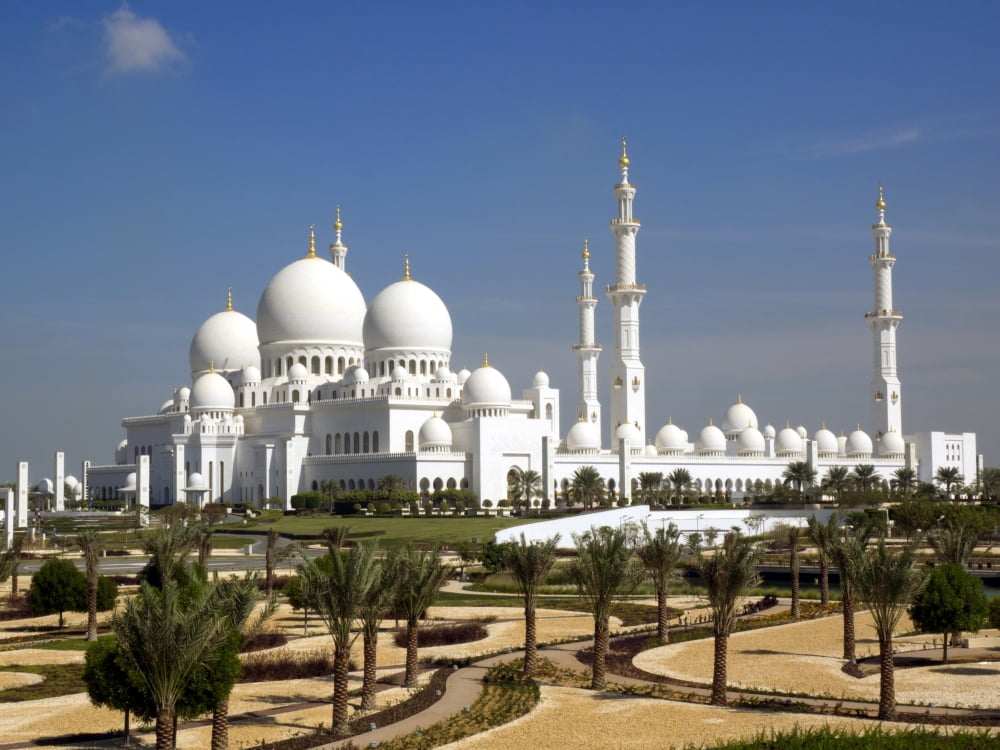 Sheikh Zayed Bin Sultan Al Nahyan Grand Mosque Abu Dhabi United Arab Emirates Canvas Art - Panoramic Images (12 x 16)