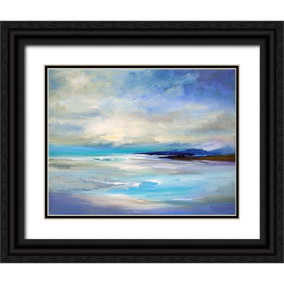 Sheila Finch 32x26 Black Ornate Wood Framed with Double Matting Museum Art Print Titled - Tropical Bay