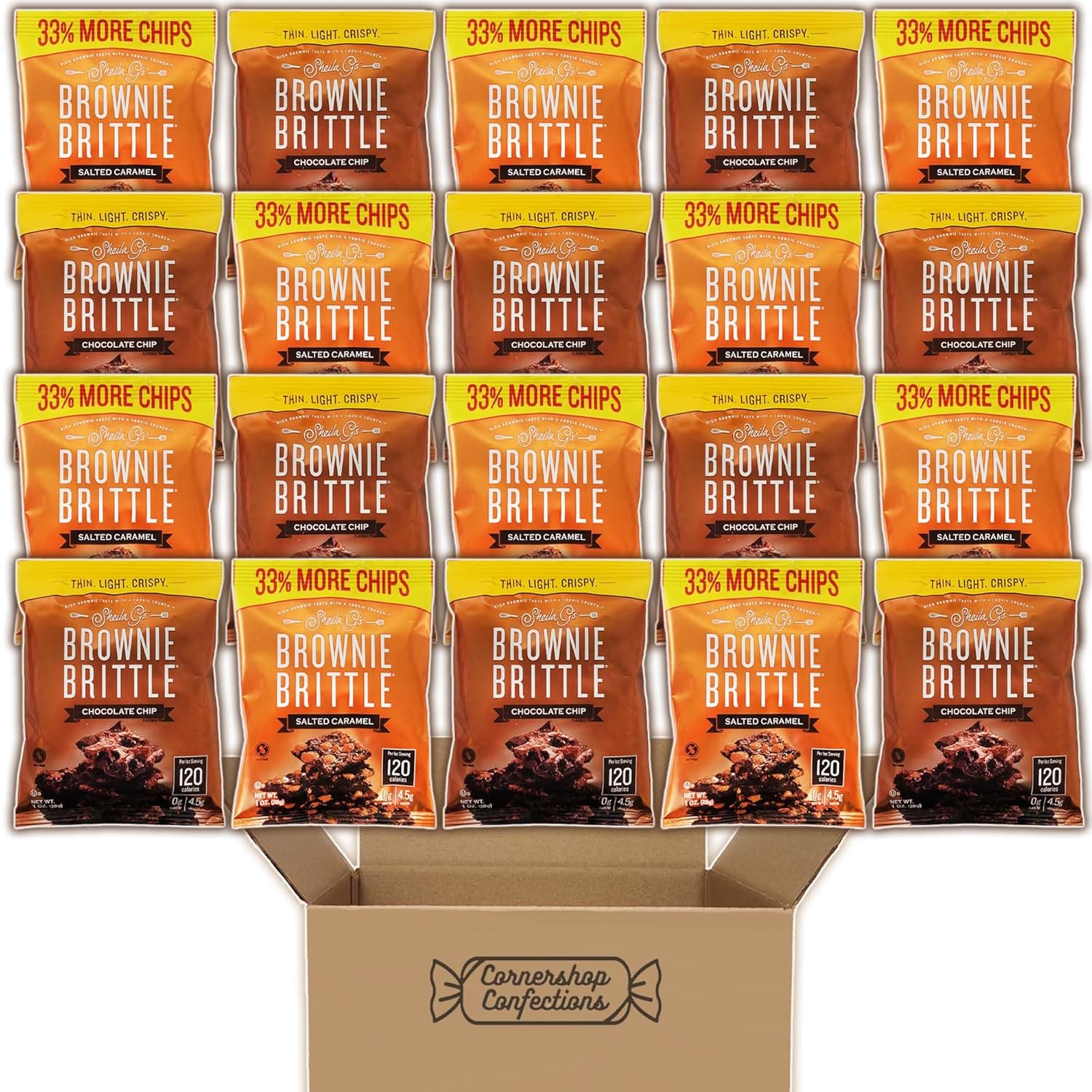 Sheila G's Brownie Brittle 20 Single Serve Bag Bulk Variety Pack 10