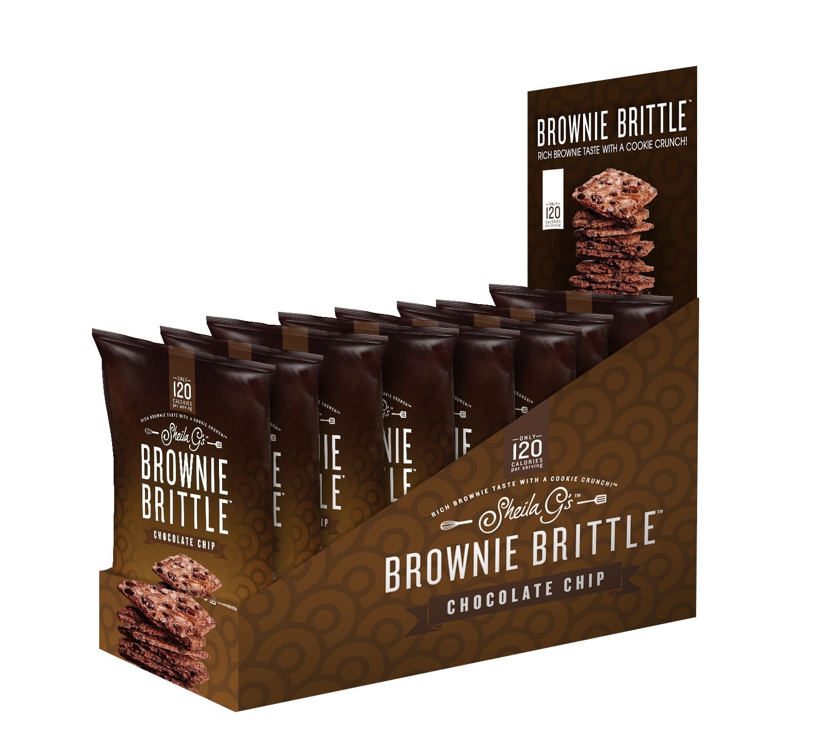 Sheila G's Brownie Brittle, Chocolate Chip, 2.75 Ounce Bag (Pack of 8