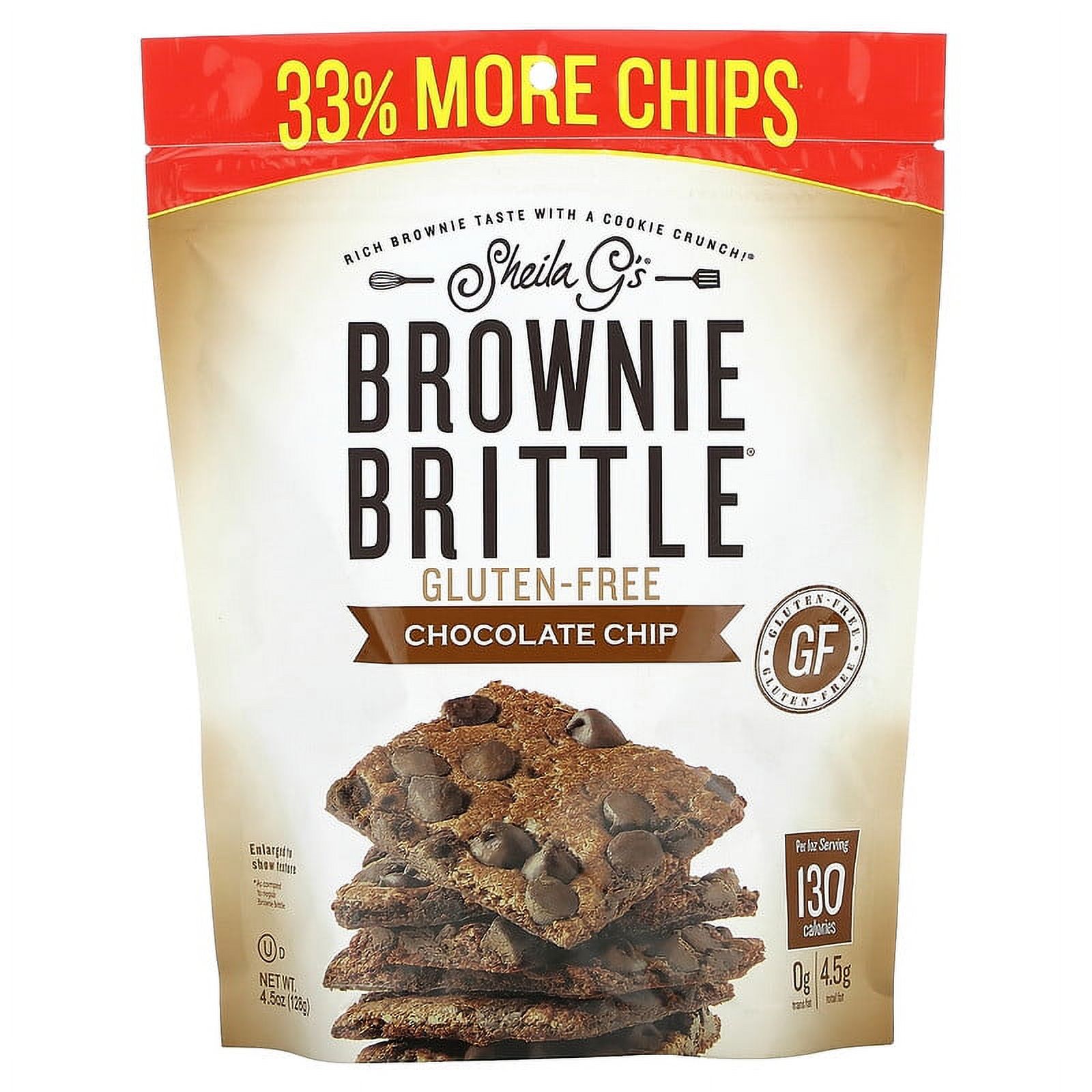 Sheila G's, Brownie Brittle, GlutenFree, Chocolate Chip, 4.5 oz (128 g