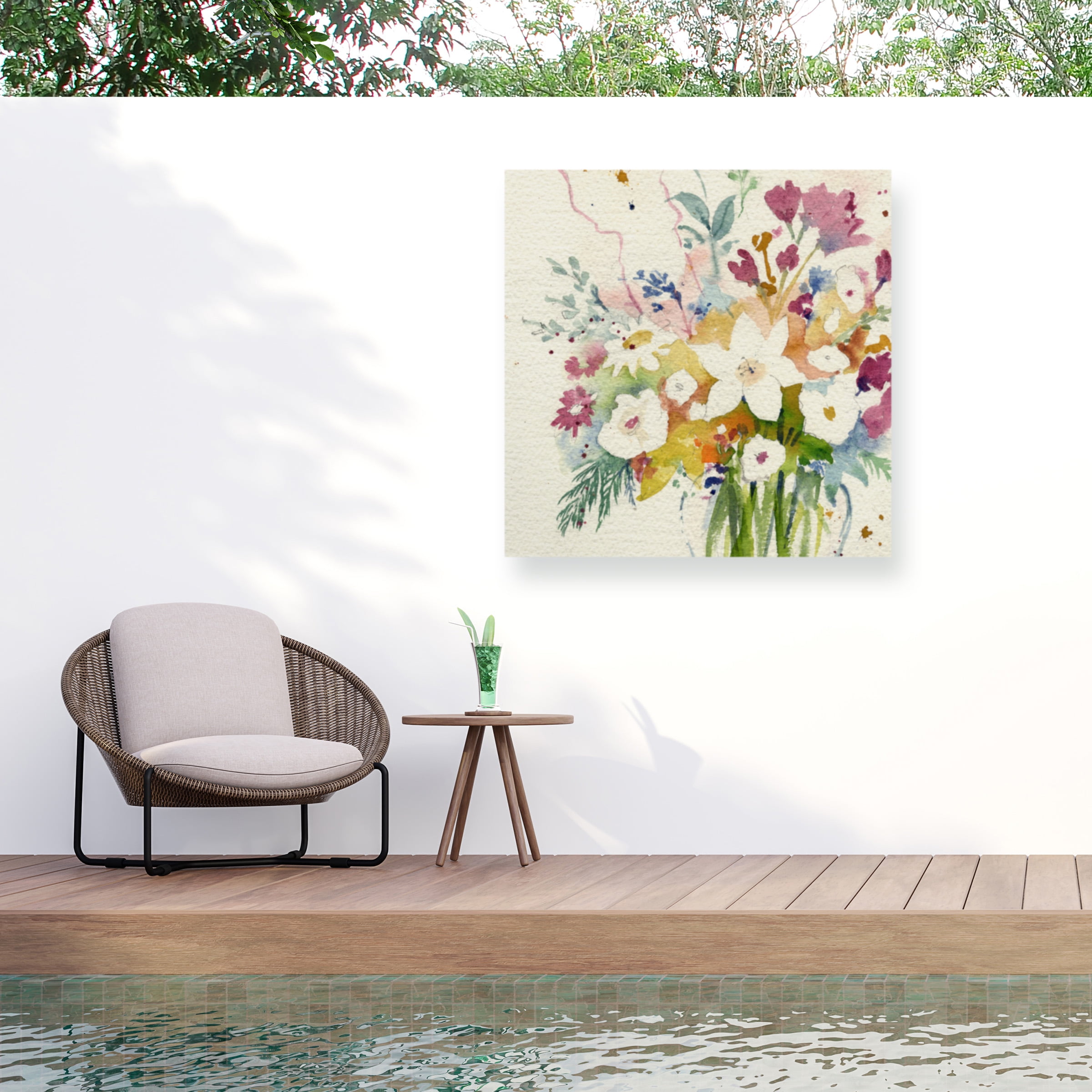 Sheila Golden Dream Bouquet Outdoor Canvas Wall Art 14x14