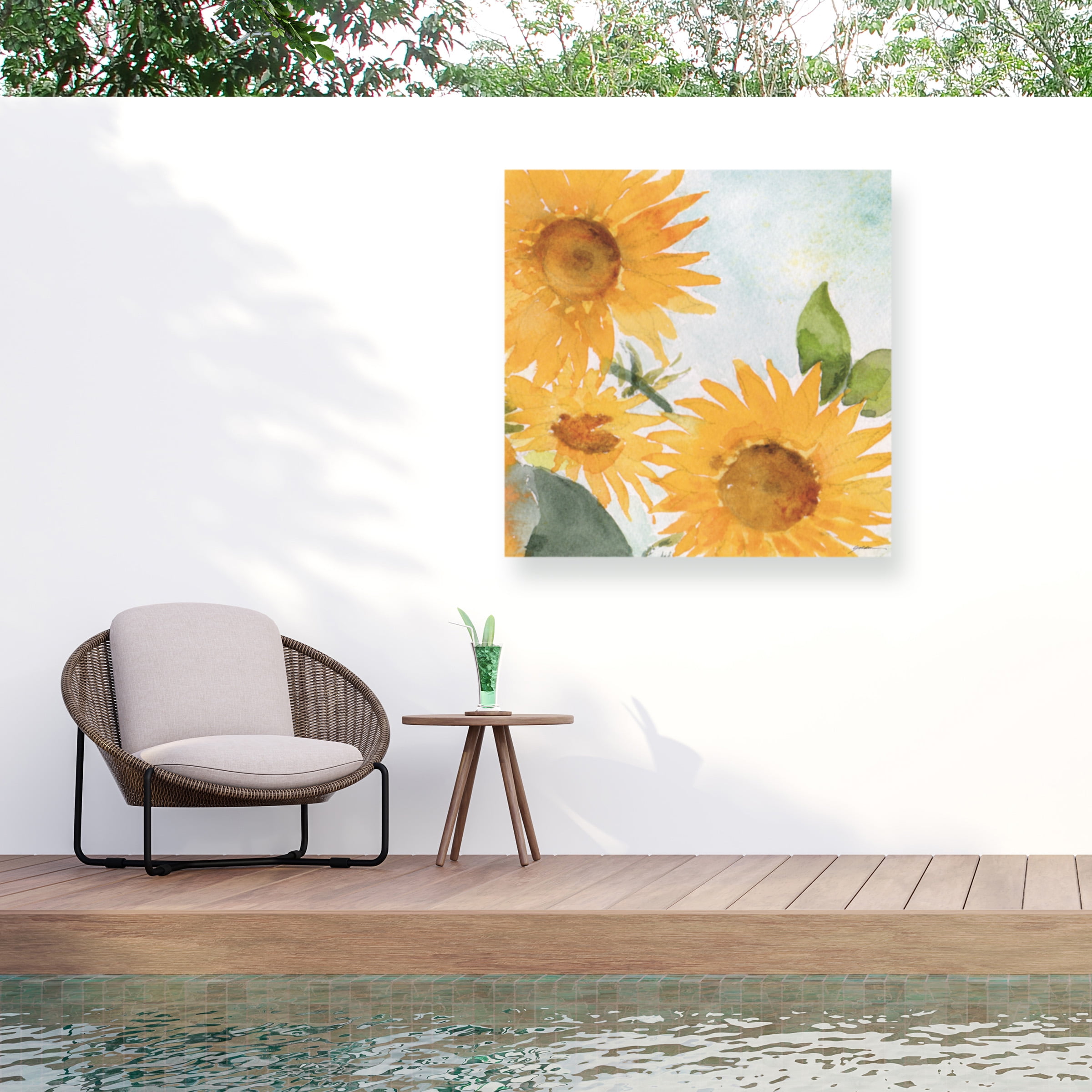 Sheila Golden 'Sunflowers Against The Sky' Outdoor Canvas 14x14