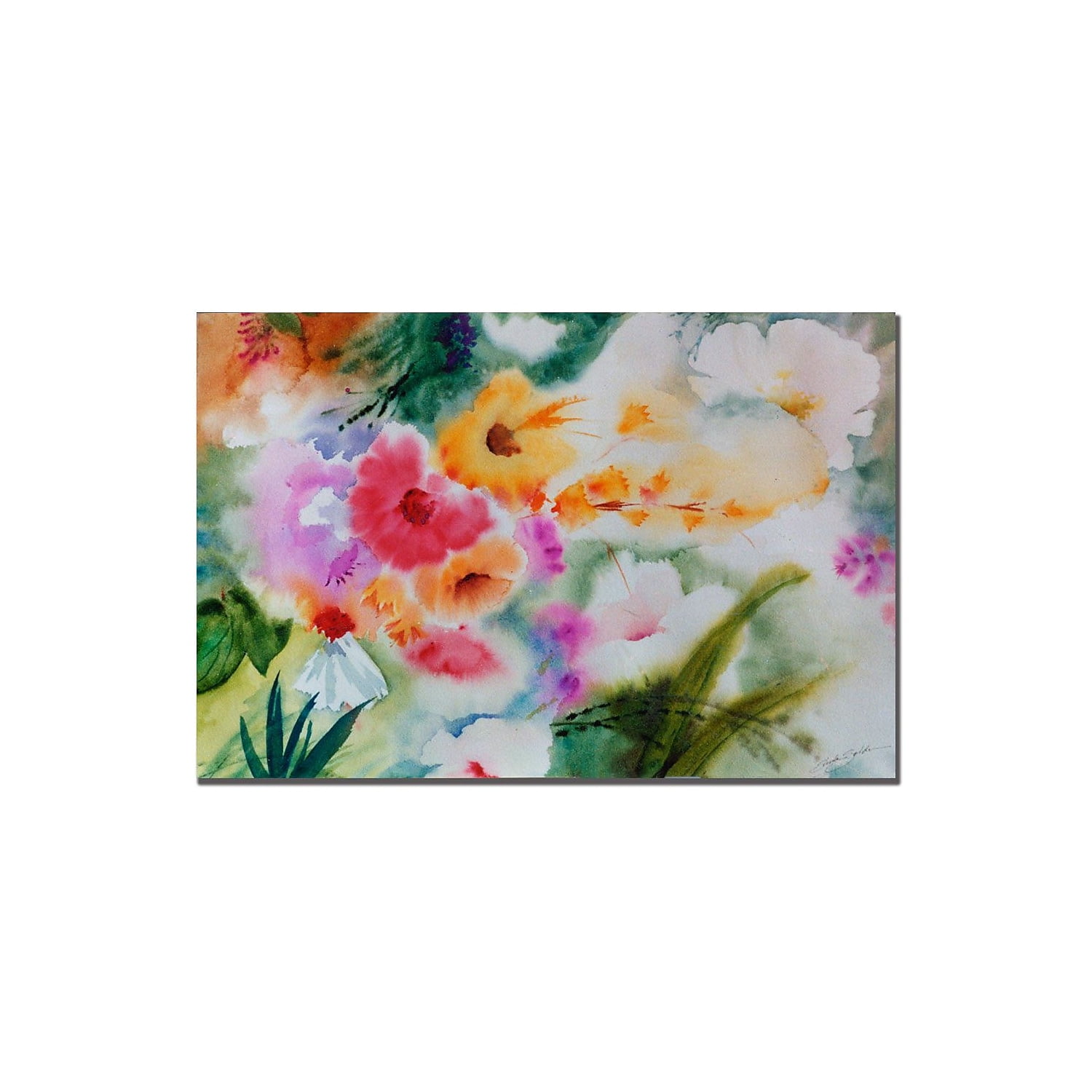 Colorful Watercolor Flowers Canvas Art in 24" x 16"