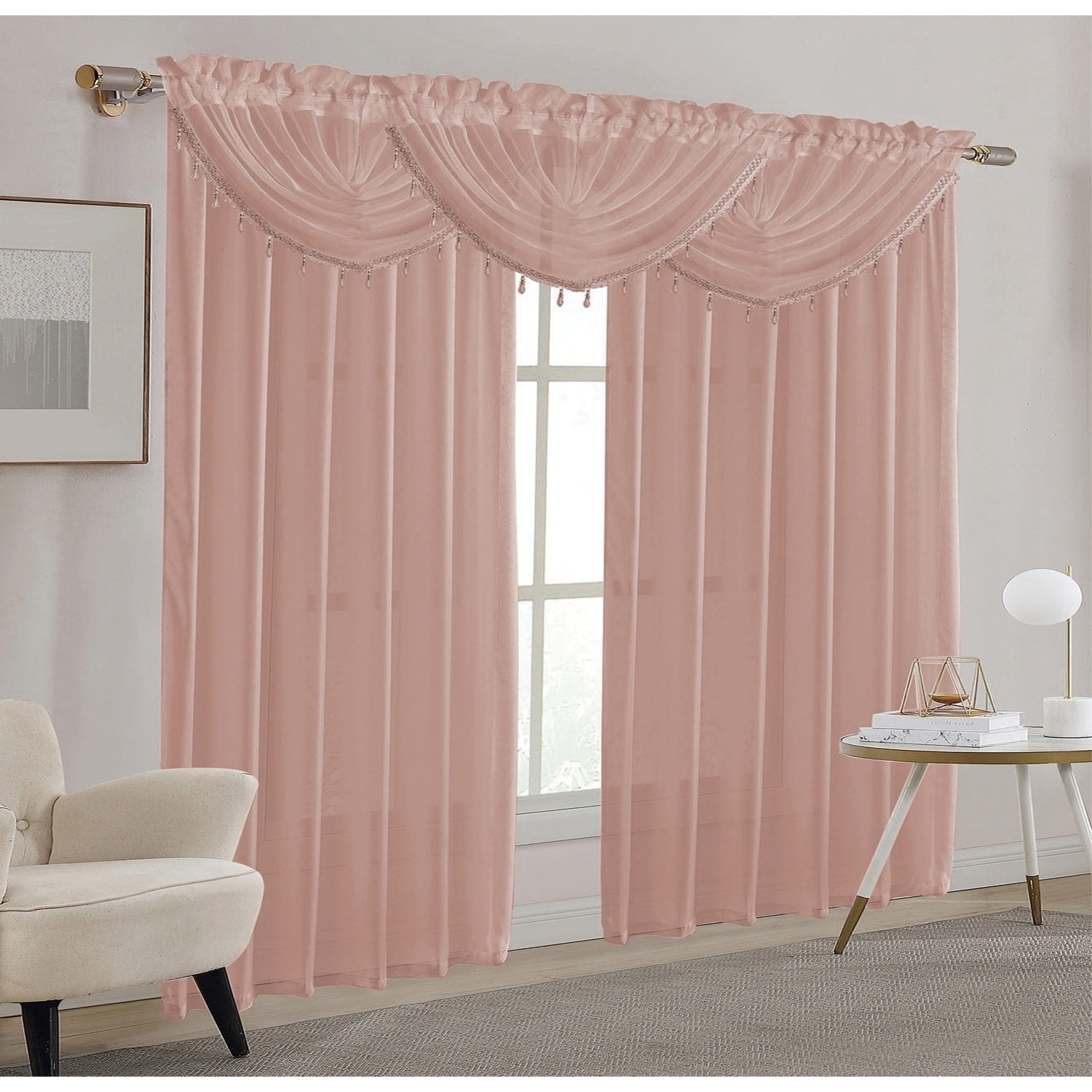 Sheila Sheer Rod Pocket Window Panel, Blush, 54x84 Inches - Walmart.com