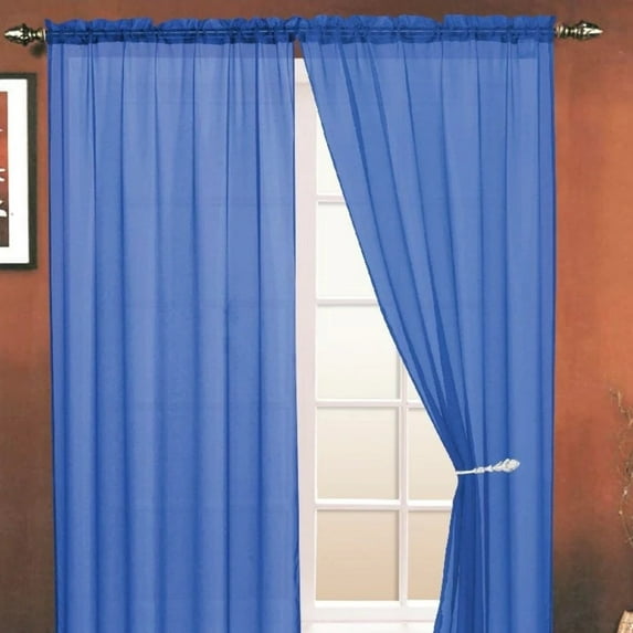Sheila Sheer Rod Pocket Window Panel, Navy, 54x84 Inches