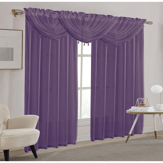 Sheila Sheer Rod Pocket Window Panel, Neon Purple, 54x84 Inches