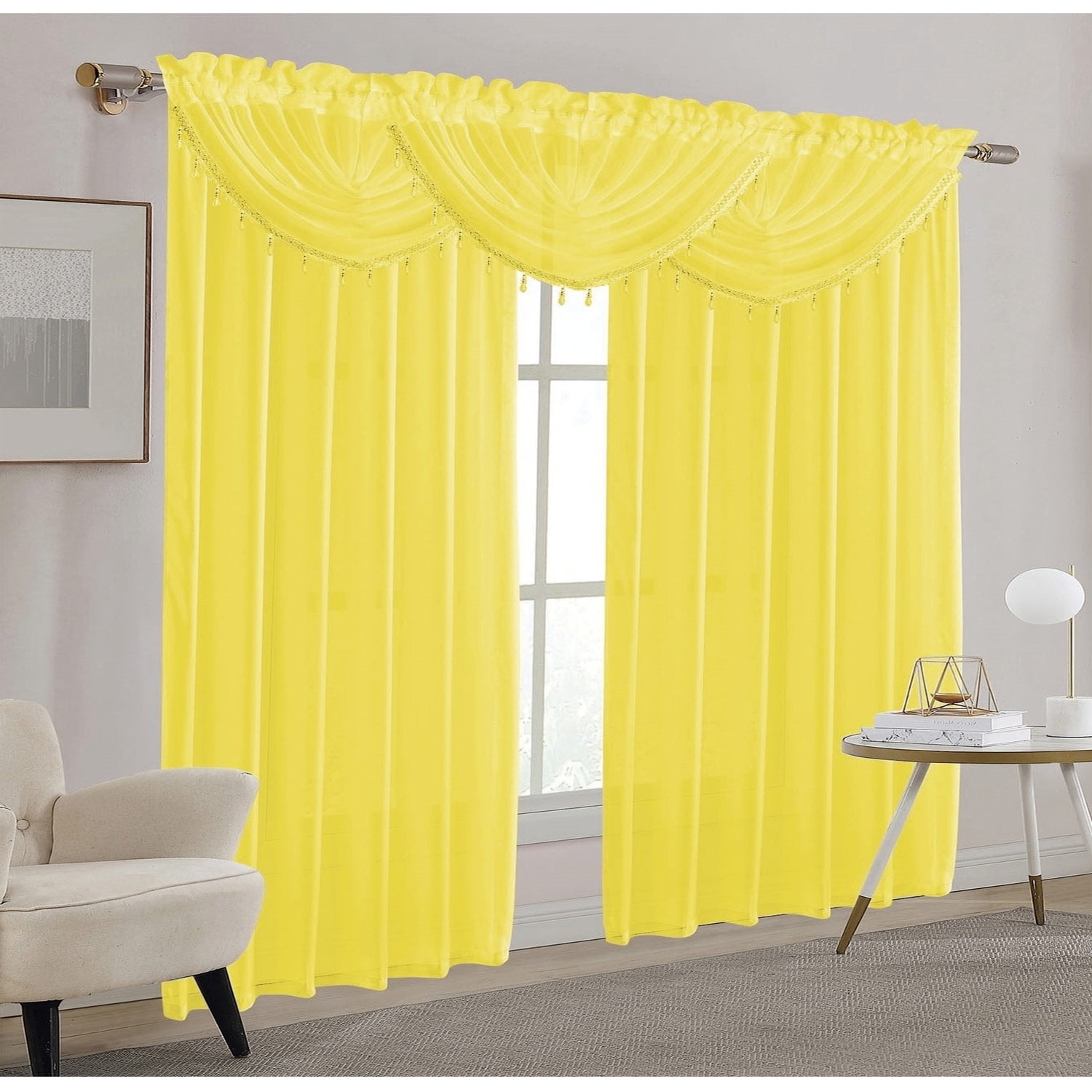 Sheila Sheer Rod Pocket Window Panel, Neon Yellow, 54x84 Inches ...