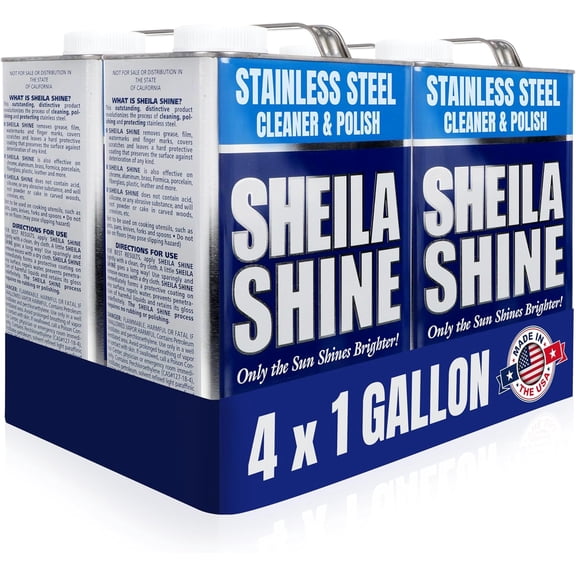 Sheila Shine 4 x 1 Gallon Stainless Steel Cleaner and Polish Cleans, Polishes & Protects Kitchen Appliances, Refrigerators, Sinks, Ovens & Grills Stainless Steel Cleaner for Appliances