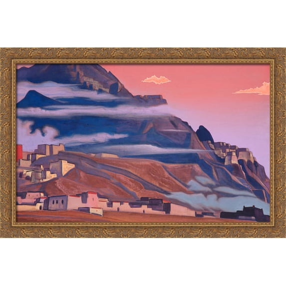 Shekar Dzong 40x26 Large Gold Ornate Wood Framed Canvas Art by Nicholas Roerich