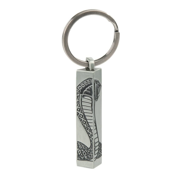Shelby 3-Sided Bar Silver Keychain |Antique Silver Plated Zinc Alloy | Each Side with Shelby Logos in Black Color Fill | 2.625" Length | Officialy Licensed Shelby® Product