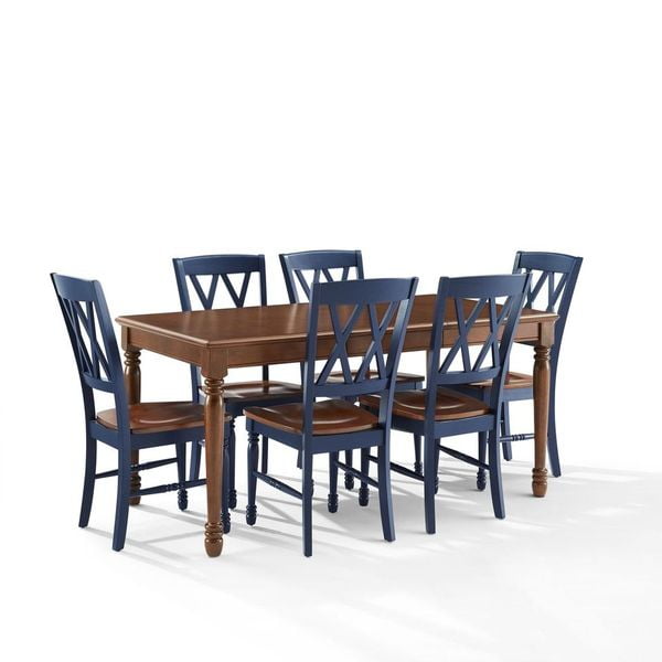Crosley Furniture Shelby 7 Piece Traditional Dining Table Set for 6 Dinner Tables with Kitchen Chairs