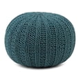 thumbnail image 1 of Simpli Home Simpli Home Shelby Boho Round Hand Knit Pouf in Teal Cotton, 1 of 3