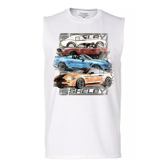 Shelby Cars Sketch Muscle Shirt Mustang Racing American Muscle Car GT500 Cobra Performance Powered by Ford Men's