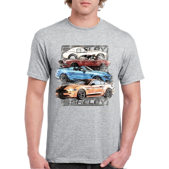 Shelby Cars Sketch T-shirt Mustang Racing American Muscle Car GT500 Cobra Performance Powered by Ford Men's Tee