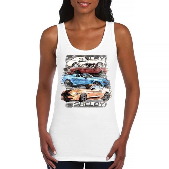 Shelby Cars Sketch Women's Tank Top Mustang Racing American Muscle Car GT500 Cobra Performance Powered by Ford