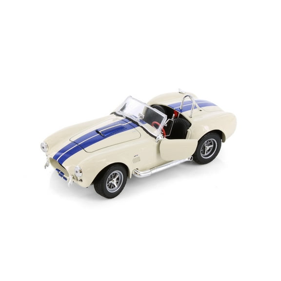 Shelby Cobra 427 SC Convertible, Ivory w/Blue Stripes- Welly 24002/4D - 1/24 Scale Diecast Model Car