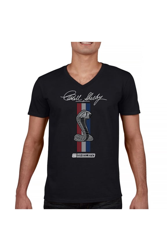 Shelby Cobra Logo V-Neck T-shirt American Legendary Muscle Car Racing Mustang GT500 Performance Powered by Ford Tee