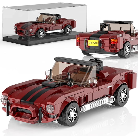 Shelby Cobra Speed Champion Technik Car Building Set & Display Case, MOC Classic Race Cars,Creative Cool Vehicles Model Toys(394Pcs)