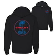 Shelby Cobra USA Logo Emblem Powered by Ford Motors Front Back Cars and Trucks Graphic Zip Up Hoodie Sweatshirt, Black, Medium