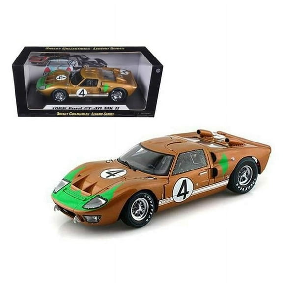 Shelby Collectibles  1966 Ford GT-40 MK 2 Gold No.4 1-18 Diecast Car Model - Gold - 1-18