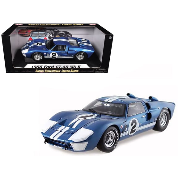 1966 Ford GT40 Mark II #2 Blue 12 Hours of Sebring 1/18 Diecast Car Model by Shelby Collectibles