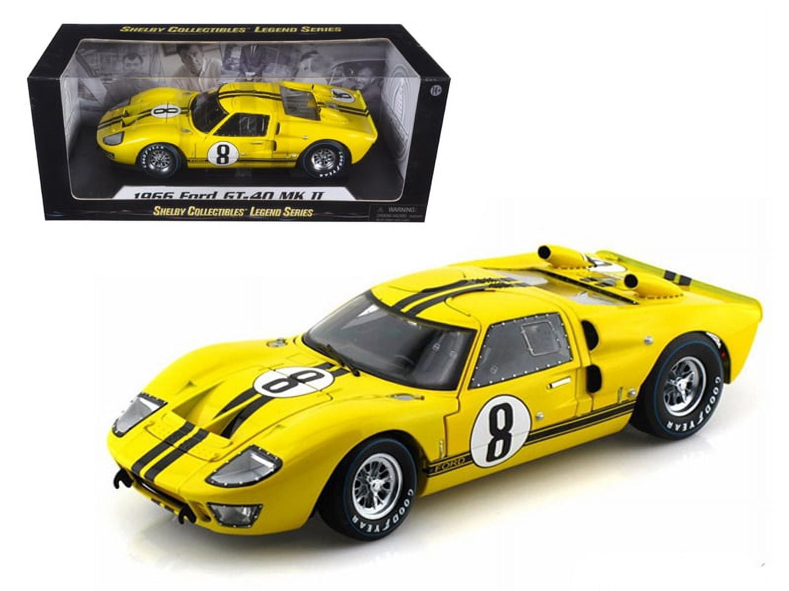 自動車 Shelby Collectibles 1966 Ford GT40 MKII 1966 Ford GT-40 MK II #8 Yellow with Black Stripes 1 18 Diecast
