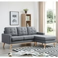 thumbnail image 1 of Shelby Collection Mid-Century Modern Polyester Upholstered Stationary Living Room Sectional with Reversible Chaise, Grey, 1 of 12