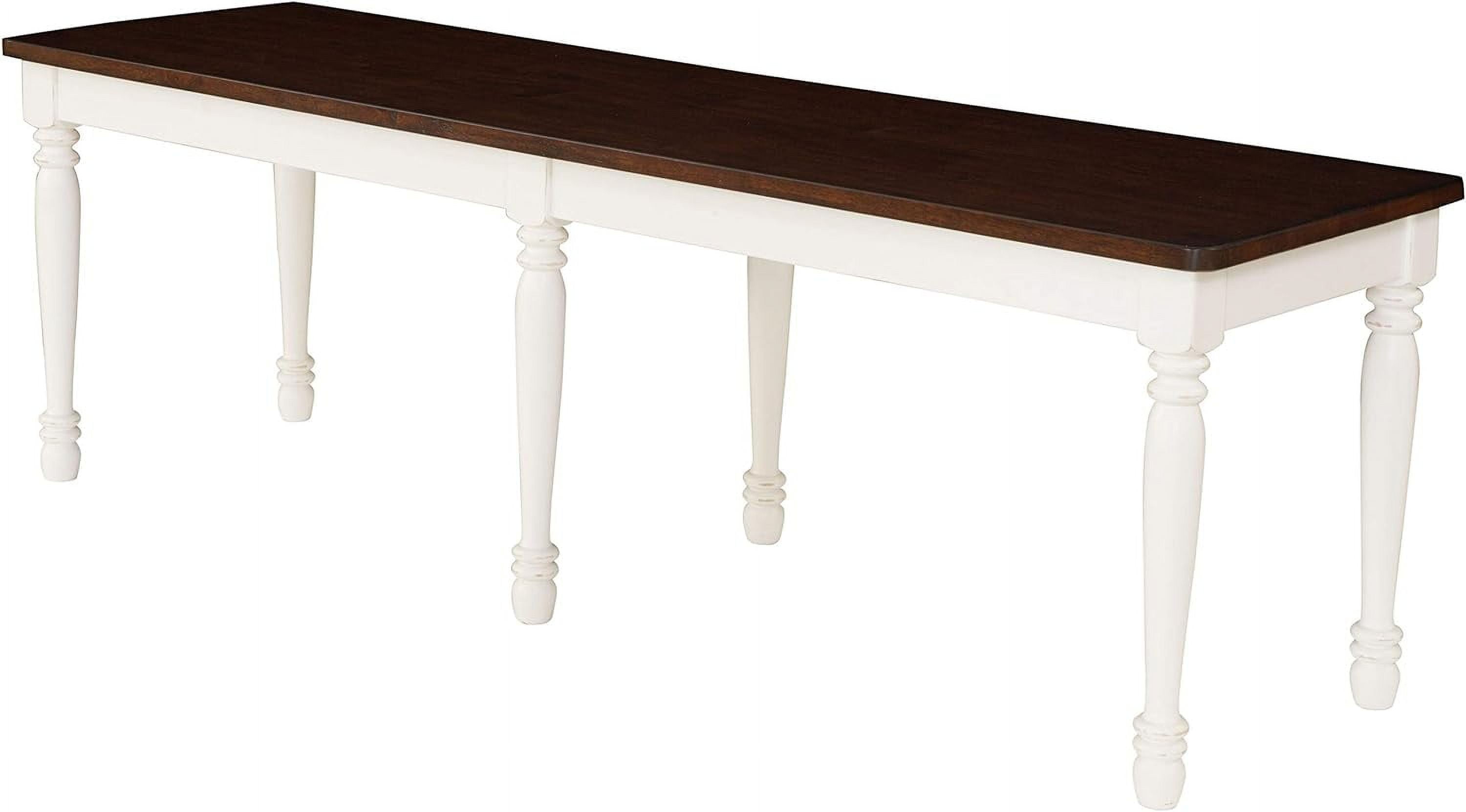 Shelby 57.75" White and Dark Brown Wood Dining Bench
