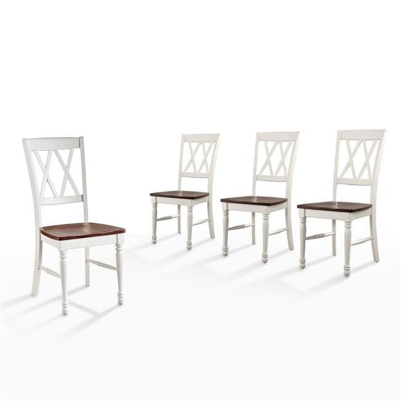 White High Cross Back Wood Dining Side Chair Set