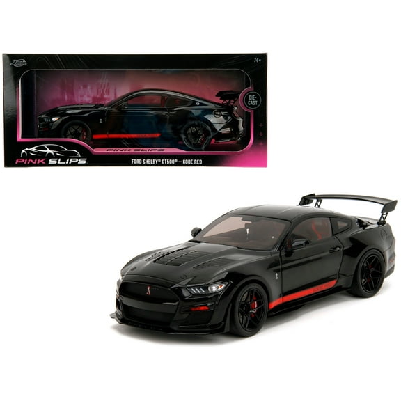 Shelby GT500 "Code Red" Black with Red Stripes "Pink Slips" Series 1/18 Diecast Model Car by Jada