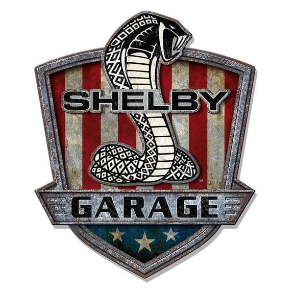 Desperate Enterprises 23 Inch MDF Shelby Garage Die Cut Wood Wall Sign Multicolor Automotive Decor for Garage or Man Cave