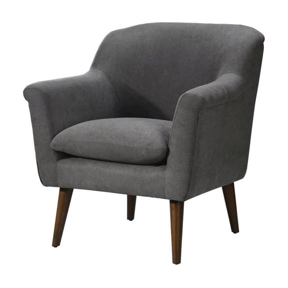 Shelby Gray Woven Fabric Oversized Armchair with Walnut Finish Wooden Legs