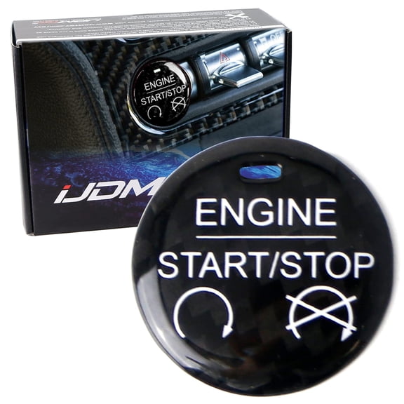 Shelby Style Gloss Black Real Carbon Fiber Keyless Engine Start/Stop Push Start Button Cover For 2015-2023 Ford Mustang