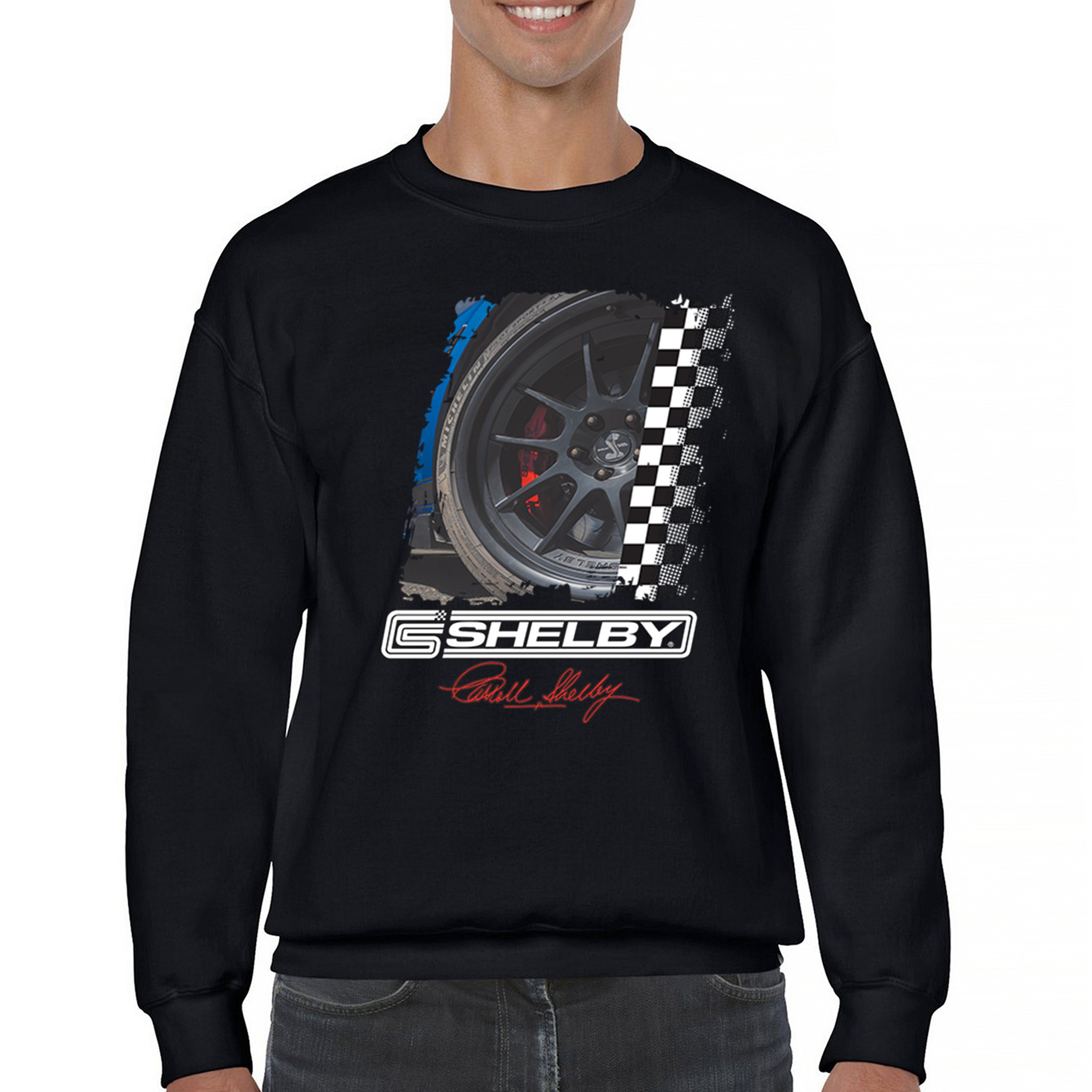 Sweat-shirt Caroll Shelby Supersnake Racing Pour Homme - Col Rond, Manches Longues, 80% Coton 20% Polyester