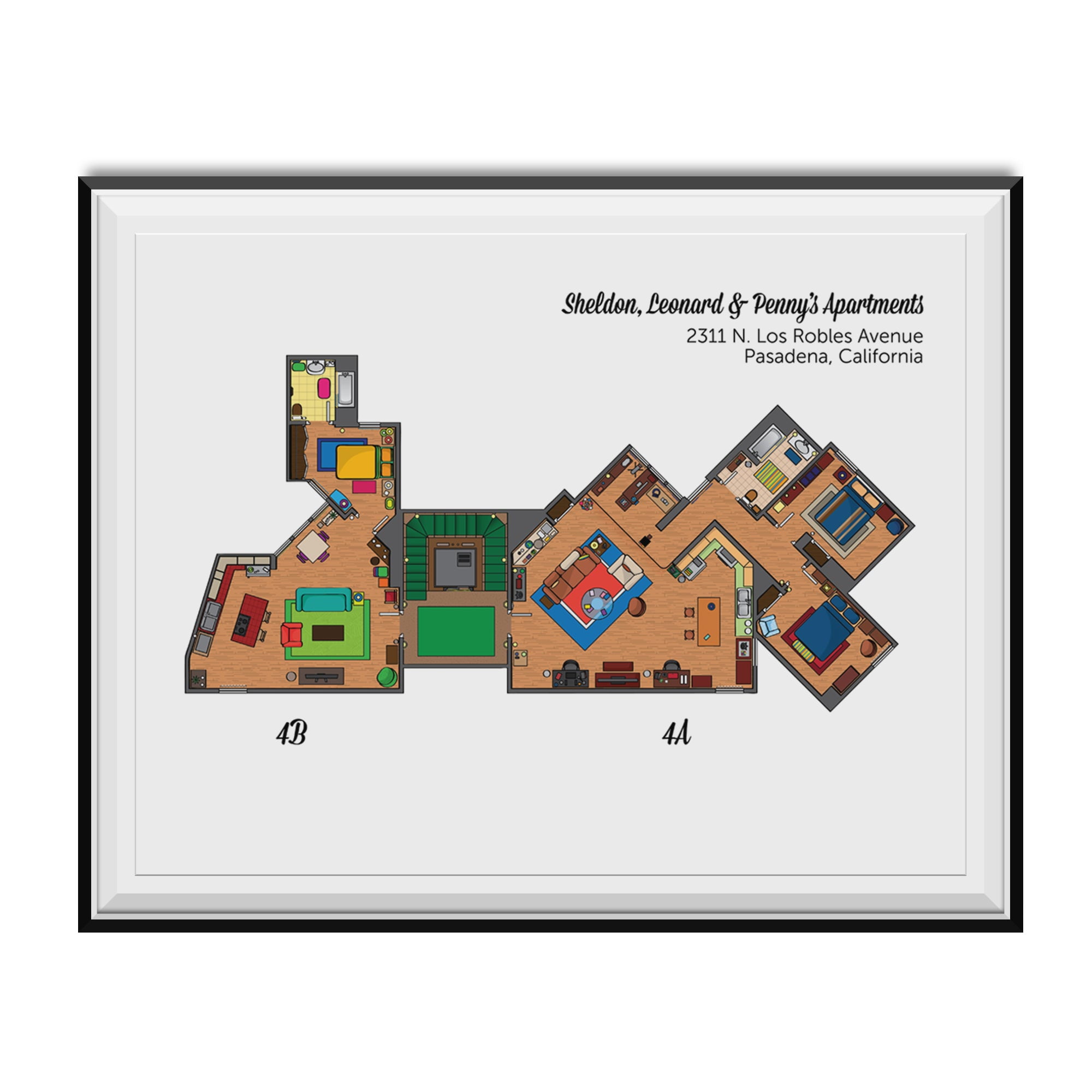 Sheldon Ridge Master Plan Sheldon, Leonard & Penny's Apartments Floor Plan Poster 11 x 17 ...