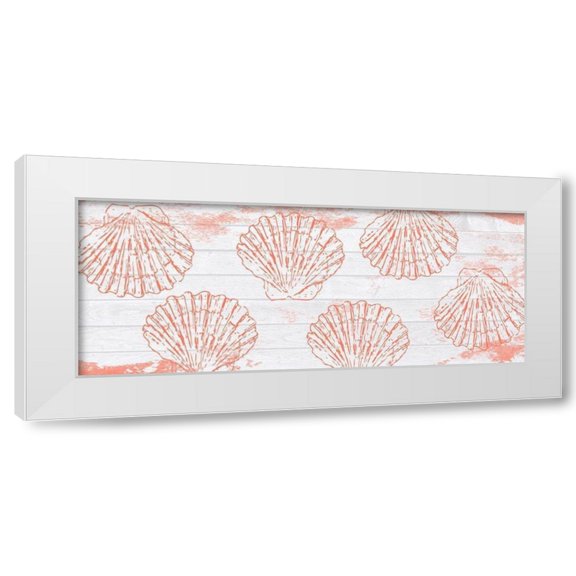 Sheldon Lewis 4x14 White Modern Wood Framed Wall Art Titled - Ocean Shell