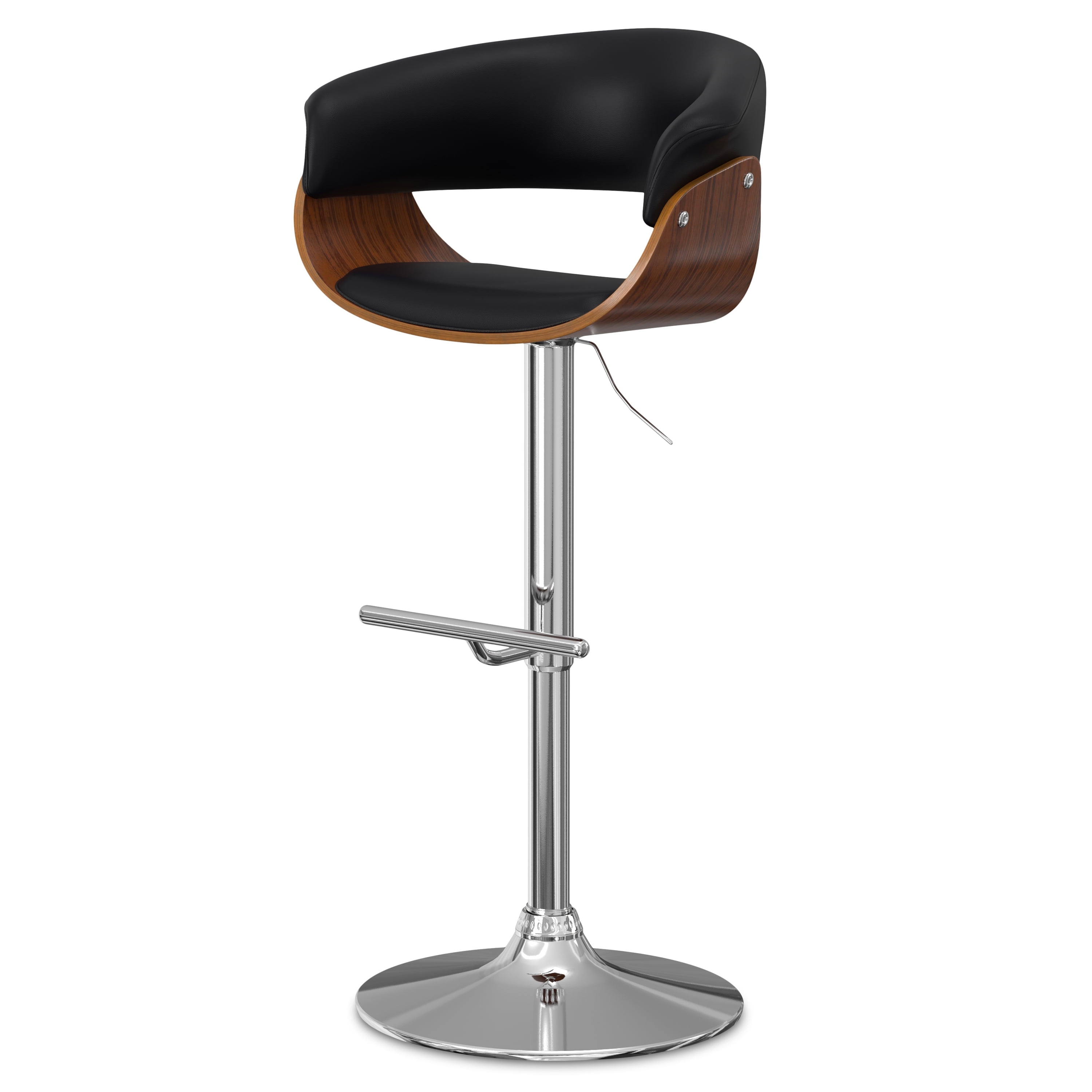 Sheldon Black Faux Leather Adjustable Swivel Bar Stool