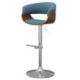 thumbnail image 1 of Sheldon Modern Adjustable Swivel Bar Stool in Denim Blue Woven Polyester Fabric, 1 of 7